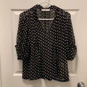 MINKPINK Short Sleeve Polka Dot Blouse